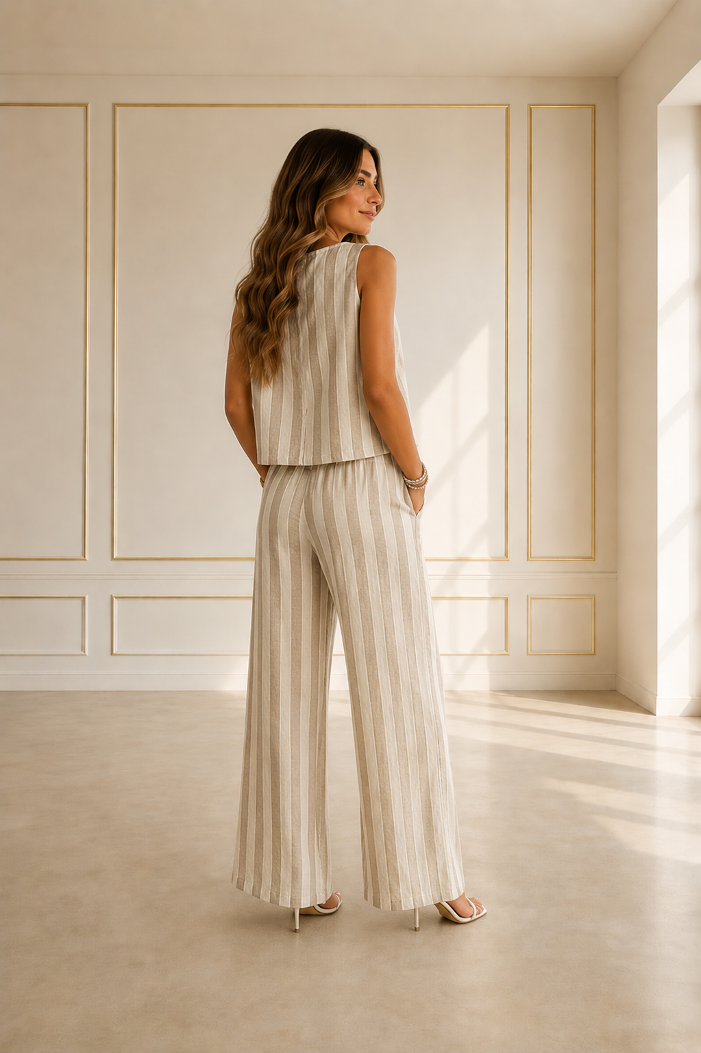 Conjunto rayado dorée