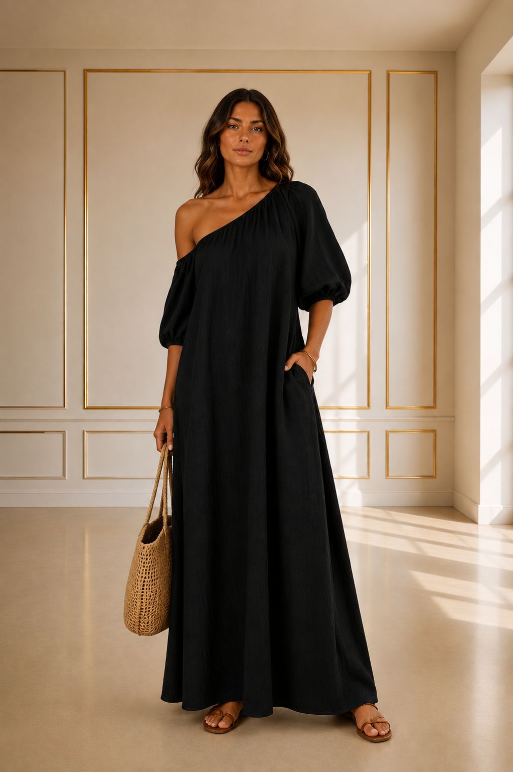 Vestido hombro caído